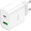 Сетевое зар. устр. Hoco C80A с шнуром Type-C на Lightning 1USB/1С PD3.0/QC3.0 3A 20W белое