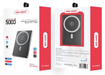 Powerbank с беспроводной зарядкой MagSafe Ven-Dens PB023 5000mAh USB-C 15W/20W черный