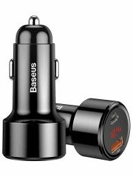 Автомобильное заряд. устр. Baseus 1USB/1C 45W (CCMLC20C-01) черный перламутр