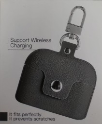 Силиконовый чехол для AirPods Pro с кнопкой и карабином серый