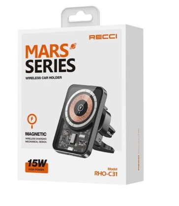 Держатель в автомобиль с беспроводной зарядкой на торпеду Recci RHO-C31 черный
