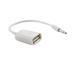 Кабель AUX 3.5мм (папа) на USB2.0 (мама) белый Тех.пак