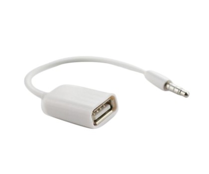 Кабель AUX 3.5мм (папа) на USB2.0 (мама) белый Тех.пак