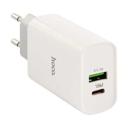 Сетевое зар. устр. Hoco C80A Plus 1USB/1С PD/QC3.0 3A 20W белое