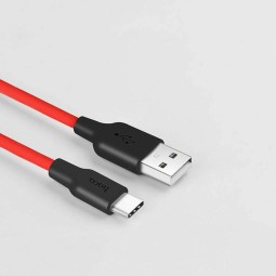 Usb Кабель-зарядка Type-C Hoco X21 Silicone 2.4A 1м мягкий силиконовый красный