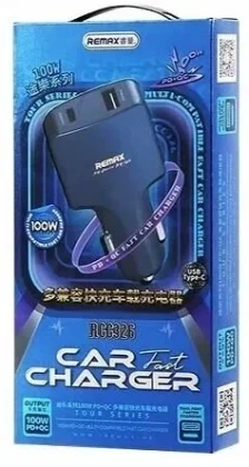 Автомобильное заряд. устр. Remax RCC326 1USB/1C 3A 100W черное
