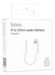 Кабель-переходник Hoco LS34 Lightning (папа) на AUX 3.5мм (мама) белый