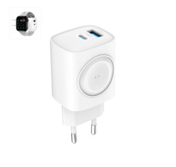 Сетевое зарядное устройство Evelatus W211 2в1 1USB/1C 20W белое + магнитная зарядка для apple watch