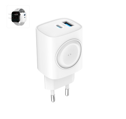 Сетевое зарядное устройство Evelatus W211 2в1 1USB/1C 20W белое + магнитная зарядка для apple watch
