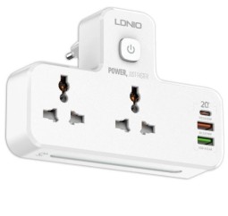 Сетевой фильтр LDNIO SC2311 2 розетки/2USB/USB-C белый