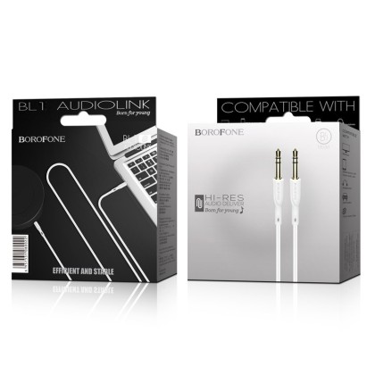 Аудиокабель AUX 3,5mm Borofone 1м BL1 белый