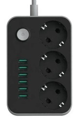 Сетевой фильтр CX-U613-B 3 розетки/6USB 4.1A 1.8м черный