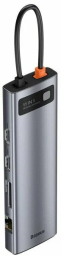 USB-C хаб Baseus Metal Gleam 11в1 3USB/2HDMI/USB-C/MicroSD/TF/RJ45/VGA/AUX (CAHUB-CT0G) серый