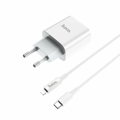Сетевое зар. устр. Hoco C76A Plus с шнуром Type-C на Lightning 1C 3A 20W белое