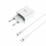 Сетевое зар. устр. Hoco C76A Plus с шнуром Type-C на Lightning 1C 3A 20W белое