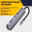Переходник для макбука Hoco HB28 Type-C на HDMI/USB3.0/USB2.0/USB-C/MicroSD/SD серый