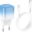 Сетевое зар. устр. Hoco C101A с шнуром Type-C на Lightning 1С PD3.0/QC3.0 20W ледяной синий