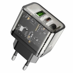Сетевое зар. устр. Hoco N34 1USB/1USB-С QC3.0/PD 18W/20W прозрачное