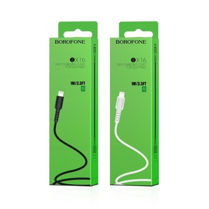 Usb Кабель-зарядка Lightning Borofone BX16 Easy 2.4A 1м силиконовый чёрный