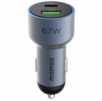 Автомобильное заряд. устр. Momax Move 67W 1USB+1 Type-c серый