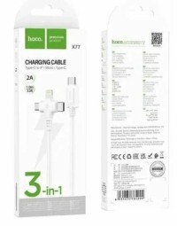 Usb Кабель-зарядка Hoco X77 3в1 Micro/Lightning/Type-C 1м белый