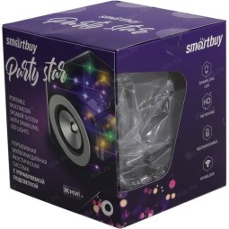 Bluetooth колонка Smartbuy Party Star (SBS-500) BT5.0/10Вт/1200mAh/5ч/FM/RGB-подсветка прозрачная