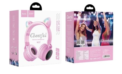 Стереонаушники Bluetooth Полноразмерные Hoco W27 BT5.0/300mAh/5ч розовые