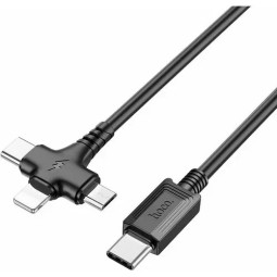 Usb Кабель-зарядка Hoco X77 3в1 Micro/Lightning/Type-C 1м черный