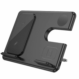 Беспроводное зарядное устройство 3in1 смартфон/Watch/AirPods Hoco CQ2 15W черное