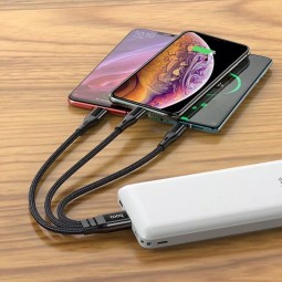 Usb Кабель-зарядка Hoco X47 3в1 Micro/Lightning/Type-C 25см чёрный