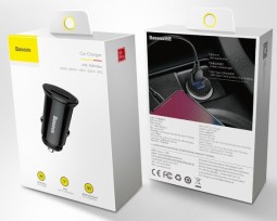 Автомобильное заряд. устр. Baseus Circular Plastic 1USB/1C 30W (CCALL-YS01) черное