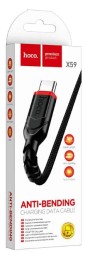 Usb Кабель-зарядка Type-C Hoco X59 3A 1м в тканевой оплётке черный