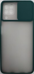 Накладка со шторкой камеры Samsung Galaxy A22 4G матовая зеленая
